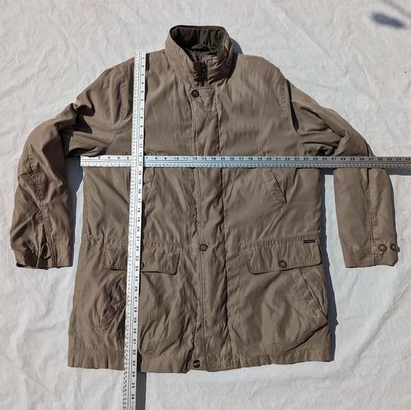 London Fog Men's Jacket XL Button Lining Beige Green - All Season - Zipped Hood - Picture 3 of 14